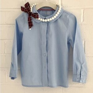 Toddler Girls Size 3T Classic French Toast Light Blue Button Down Uniform Blouse